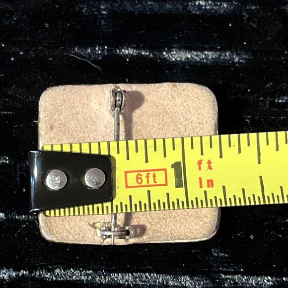 VTG MCM Artisan Made Gilded Ceramic Brooch Pendant Hand Painted Flower Violet - Picture 4 of 4